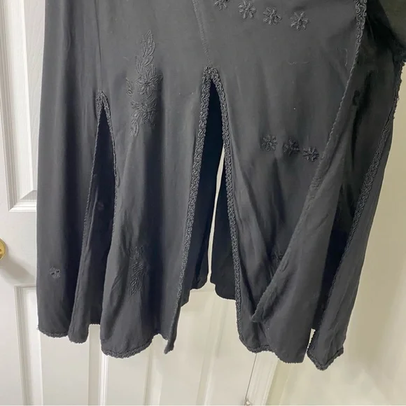 Vintage Split Hem Black Boho Hippie Stevie Nicks Style Maxi Skirt L XL - Picture 5 of 11